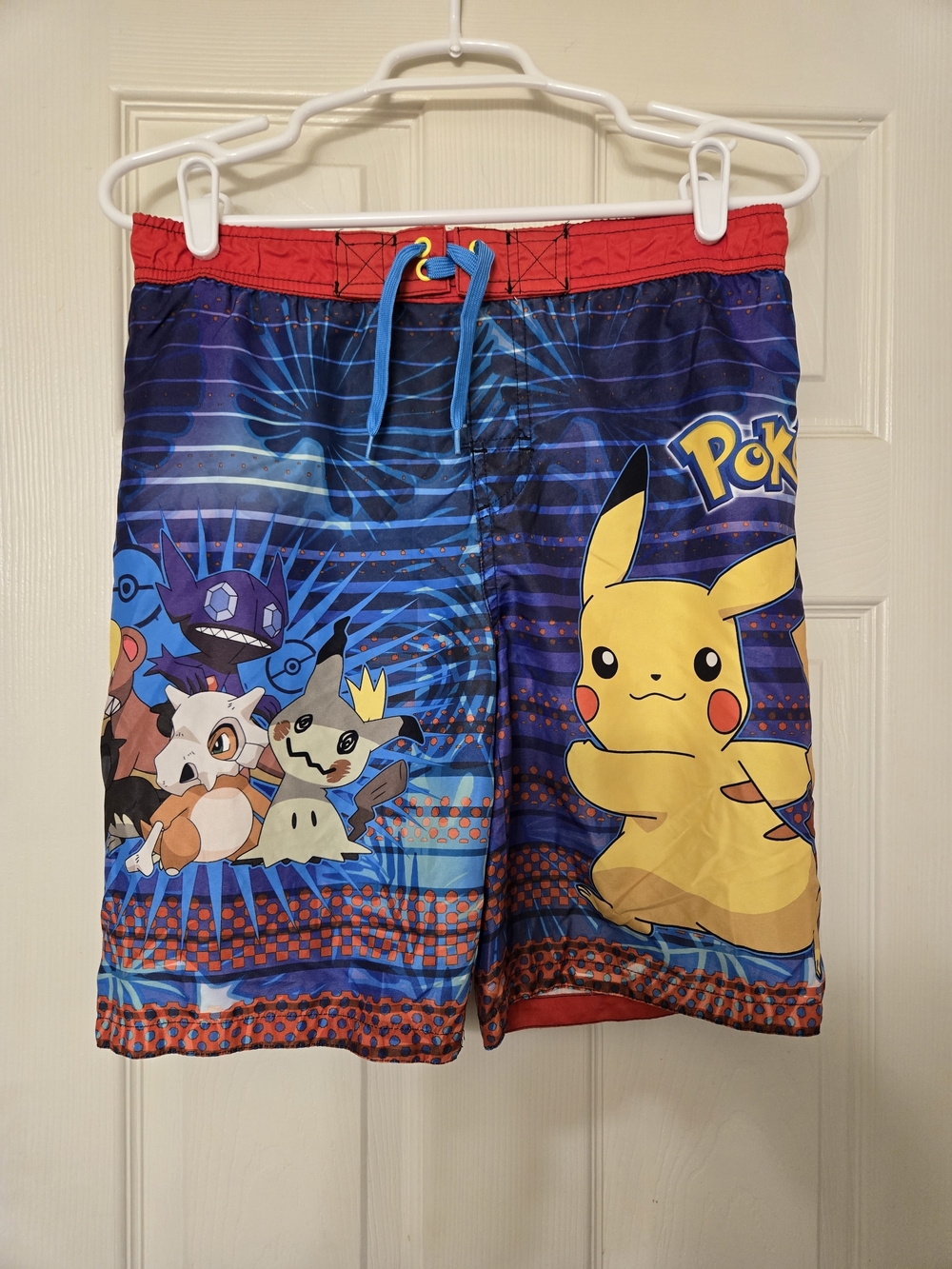 Pokemon Kids Swim Trunks - Blue, Red, Yellow 10/12 Size